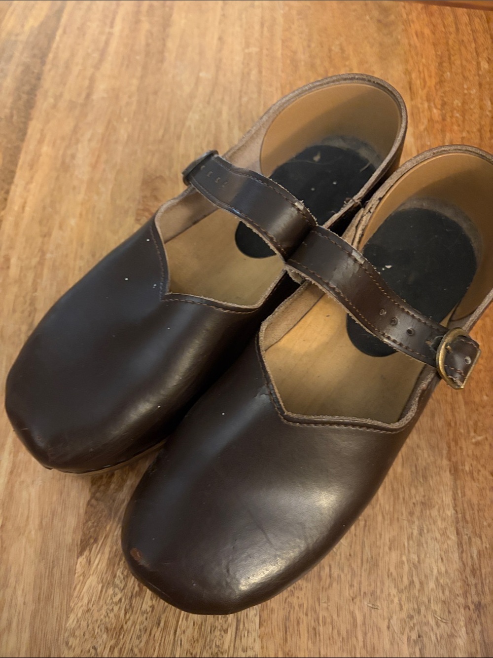 Sven Swedish clogs Brown Leather Mary Jane Strap Shoes size 41